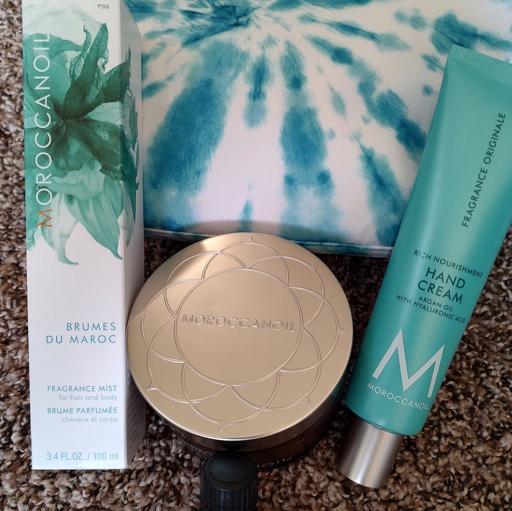 Moroccanoil Tie Dye Cosmetic Bag with Assorted Products - Picture 2 of 7